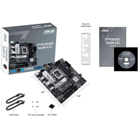 Материнская плата ASUS Prime B660M-A D4 B660 Socket-1700 4xDDR4, 4xSATA3, RAID, 2xM.2, 3xPCI-E16x, 2xUSB3.2, DP, 2xHDMI, Glan, mATX