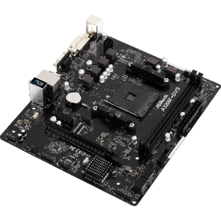 Материнская плата ASRock A320M-DVS R4.0 A320 Socket-AM4, 2xDDR4, 4xSATA3, 4xUSB3.1, 1xPCI-E16x, DVI-D, D-Sub, GLAN, mATX
