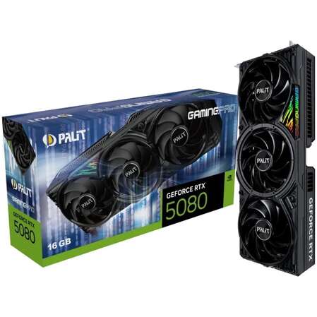 Видеокарта Palit GeForce RTX 5080 16384Mb, GamingPro 16 Gb (NE75080019T2-GB2031A) 1xHDMI, 3xDP, Ret