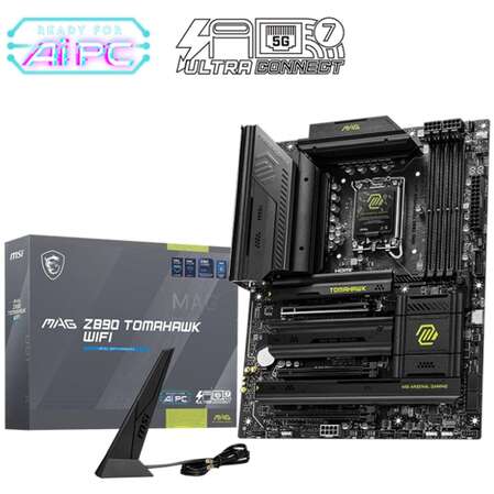 Материнская плата MSI MAG Z890 Tomahawk WiFi Z890 Soc-1851 4xDDR5, 4xSATA3, RAID, 4хM.2, 3xPCI-E16x, 7xUSB3.2, 3xUSB3.2 Type C, DP, HDMI, WiFi, 5Glan, ATX