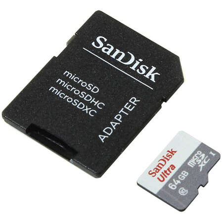 Micro SecureDigital 64Gb SanDisk Ultra microSDXC class 10 UHS-1 (SDSQUNB-064G-GN3MA)