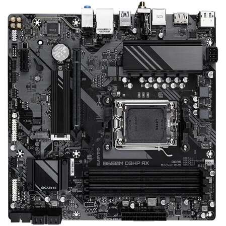 Материнская плата Gigabyte B650M D3HP AX Socket-AM5 AMD B650 4xDDR5, 4xSATA3, RAID, 2xM.2, 1xPCI-E16x, 3xUSB3.2, 1xUSB3.2 Type C, 2xDP, HDMI, WiFi, 2.5Glan, mATX Ret
