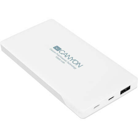 Внешний аккумулятор Canyon CNS-TPBP10W 10000 мАч 1xMicroUSB, 1xUSB, 1xLightning белый