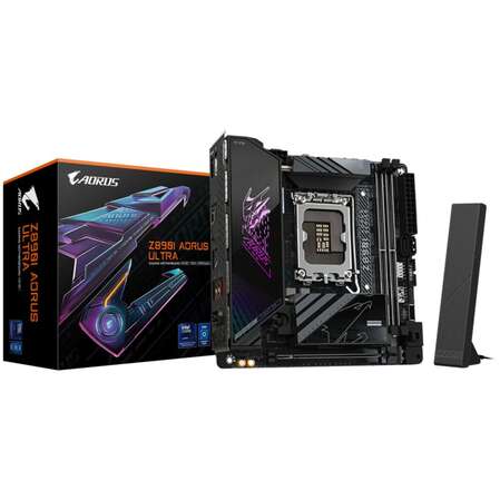 Материнская плата Gigabyte Z890I AORUS Ultra Z890 Soc-1851 2xDDR5, 2xSATA3, RAID, 2хM.2, 1xPCI-E16x, 5xUSB3.2, 1xUSB3.2 Type C, DP, HDMI, WiFi, 5Glan, Mini-ITX