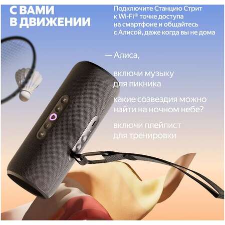 Умная колонка Яндекс Станция Стрит с голосовым помощником Алиса Black