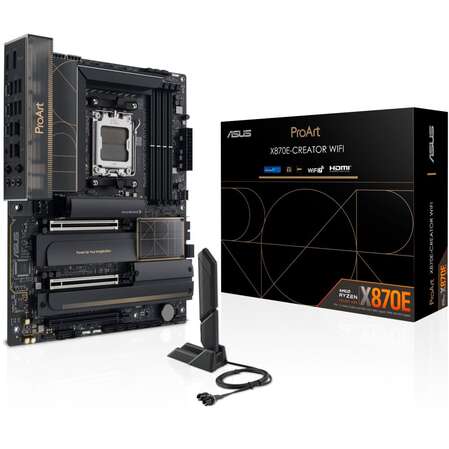 Материнская плата ASUS ProArt X870E-Creator WiFi X870E Socket AM5 4xDDR5, 4xSATA3, RAID, 4xM.2, 3xPCI-E16x, 7xUSB3.2, 3xUSB3.2 Type C, DP, HDMI, WiFi, 2xGlan, ATX