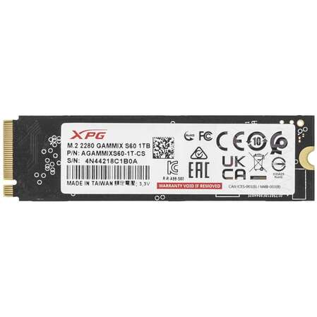 Внутренний SSD-накопитель 1000Gb A-Data Gammix S60 AGAMMIXS60-1T-CS M.2 2280 PCIe NVMe 4.0 x4