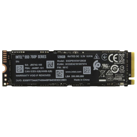 Внутренний SSD-накопитель 128Gb Intel SSDPEKKW128G8XT 760p-Series M.2 2280 PCIe NVMe 3.0 x4