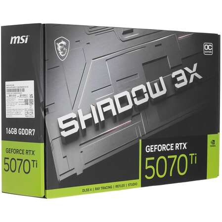 Видеокарта MSI GeForce RTX 5070 Ti 16384Mb, Shadow 3X OC 16 Gb (RTX 5070 Ti 16G Shadow 3X OC) 1xHDMI, 3xDP, Ret