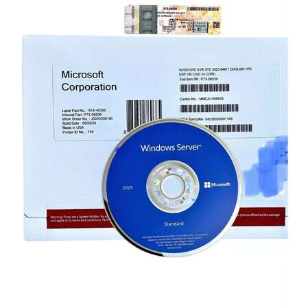 Операционная система Microsoft Windows Svr Std 2025 64bit English 1 pk DSP OEI DVD 24 Core P73-08538