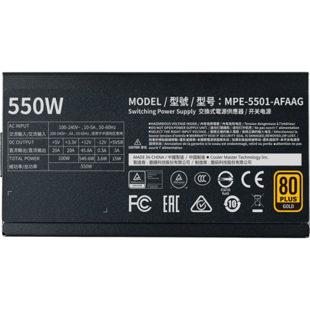 Блок питания 550W Cooler Master MWE Gold V2 MPE-5501-AFAAG-EU