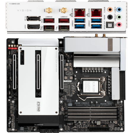 Материнская плата Gigabyte Z590 Vision D Z590 Socket-1200 4xDDR4, 6xSATA3, RAID, 3xM.2, 3xPCI-E16x, 6xUSB3.2, 2xUSB3.2 Type C(Thunderbolt), HDMI,DPin, WiFi, 2xGlan, ATX