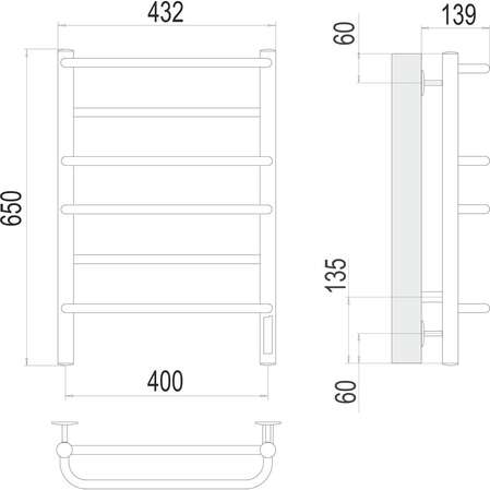 Электрический полотенцесушитель TERMINUS Евромикс П6 400х650 Quick Touch 4670078531261