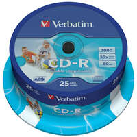 Оптический диск CDR диск Verbatim DL 700Mb 52x CakeBox Printable 25шт. (43439)