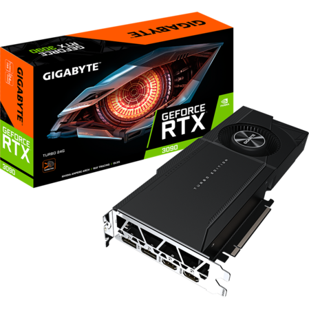 Видеокарта Gigabyte GeForce RTX 3090 24576Mb, Turbo 24G (GV-N3090TURBO-24GD) 2xHDMI, 2xDP, Ret 