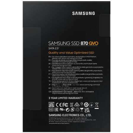 Внутренний SSD-накопитель 2000Gb Samsung 870 QVO (MZ-77Q2T0BW) SATA3 2.5"