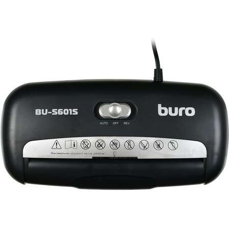 Уничтожитель бумаг Buro Home BU-S601S (секр.Р-1)/ленты/6лист./10лтр./пл.карты