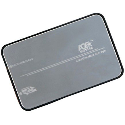 Корпус 2.5" AgeStar 3UB2A8S-6G SATA, USB3.0 Silver