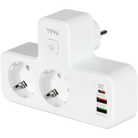 Сетевой фильтр TFN power 5 белый 2 розетки 2xUSB A + USB-C