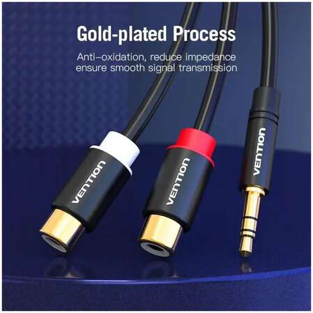 Переходник-разветвитель Jack 3.5 mm M/2RCA F Vention VAB-R02-B030 гибкий