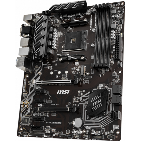 Материнская плата MSI B450-A Pro Max B450 Socket AM4 4xDDR4, 6xSATA3, RAID, 1xM.2, 2xPCI-E16x, 4xUSB3.1, D-Sub, DVI-D, HDMI, Glan, ATX