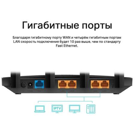 Беспроводной маршрутизатор TP-LINK Archer C6, 802.11ac, 1167(300+867) Мбит/с, 2.4ГГц и 5ГГц, 4xLAN