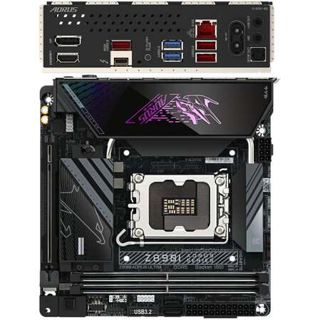 Материнская плата Gigabyte Z890I AORUS Ultra Z890 Soc-1851 2xDDR5, 2xSATA3, RAID, 2хM.2, 1xPCI-E16x, 5xUSB3.2, 1xUSB3.2 Type C, DP, HDMI, WiFi, 5Glan, Mini-ITX