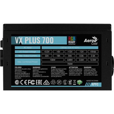 Блок питания 700W AeroCool VX Plus 700 RGB