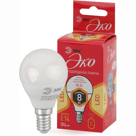 Светодиодная лампа ЭРА ECO LED P45-8W-827-E14 Б0030022