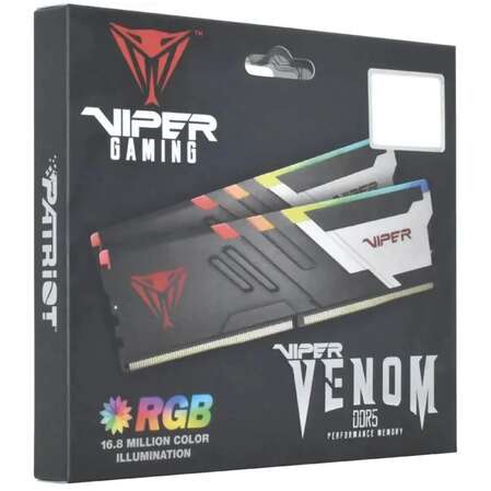 Модуль памяти DIMM 64Gb 2х32Gb DDR5 PC41600 5200MHz Patriot Memory Venom RGB Black (PVVR564G520C40K)
