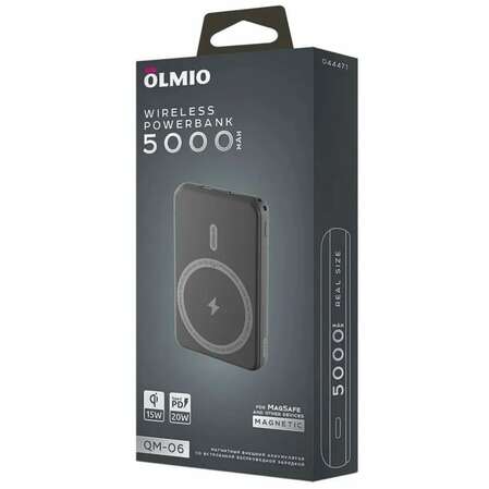 Внешний аккумулятор Olmio QM-06 MagSafe 20W 5000mAh Grey