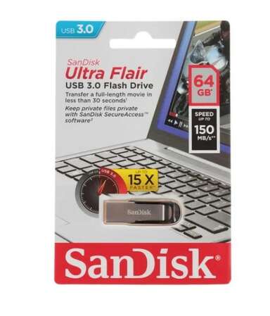 USB Flash накопитель 64GB Sandisk Cruzer Ultra Flair ( SDCZ73-064G-G46 ) USB3.0 Серебристый