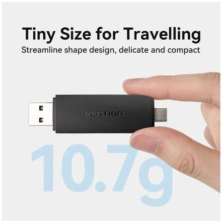 Card Reader Vention CLKB0 USB 3.0 A+C SD+TF Черный