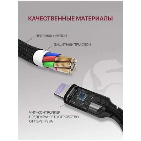 Кабель USB-A - Lightning 1m Zibelino ZDNC-APL-BLK 2.1А черный