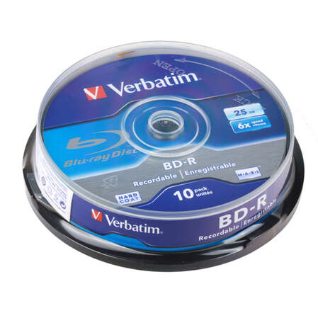Оптический диск BD-R диск Verbatim 25Gb 6x CakeBox white (10шт) (43742)