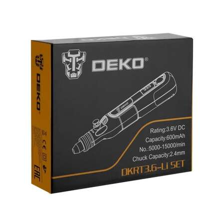 Аккумуляторный гравер Deko DKRT3.6-Li SET 063-1400