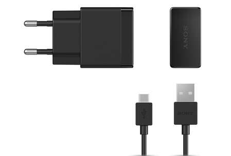 Сетевое зарядное устройство Sony EP-881 с функц. быстрой зарядки, со съемным кабелем micro USB, черное