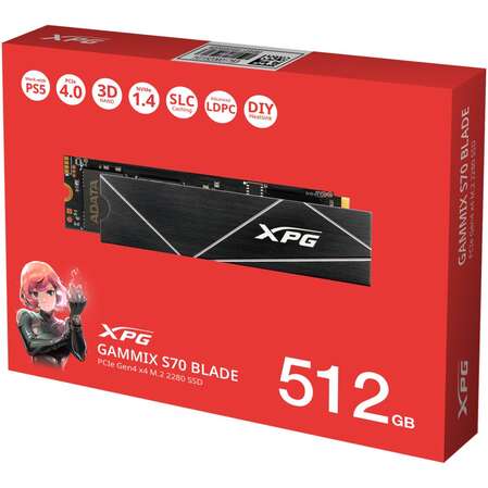 Внутренний SSD-накопитель 512Gb A-Data Gammix S70 Blade AGAMMIXS70B-512G-CS M.2 2280 PCIe NVMe 4.0 x4