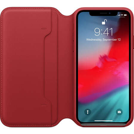 Чехол для Apple iPhone Xs Leather Folio Red