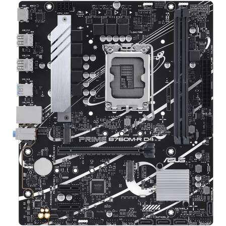 Материнская плата ASUS Prime B760M-R D4 B760 Socket-1700 2xDDR4, 4xSATA3, RAID, 2xM.2, 1xPCI-E16x, 4xUSB3.2, 1xHDMI, 2.5Glan, mATX