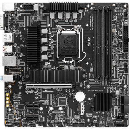 Материнская плата MSI B560M Pro-VDH B560 Socket-1200 4xDDR4, 6xSATA3, 2xM.2, 1xPCI-E16x, 4xUSB3.2, D-Sub, DP, HDMI, Glan, mATX