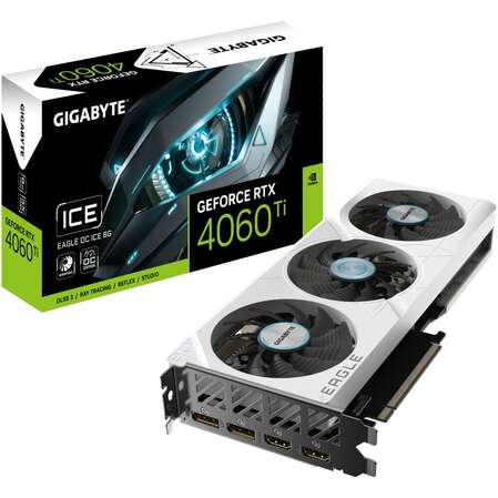 Видеокарта Gigabyte GeForce RTX 4060 Ti 8192Mb, Eagle Ice OC 8 Gb (GV-N406TEAGLEOC Ice-8GD) 2xHDMI, 2xDP, Ret