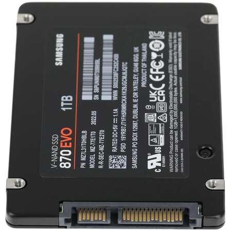 Внутренний SSD-накопитель 1000Gb Samsung 870 Evo (MZ-77E1T0B/EU) SATA3 2.5"