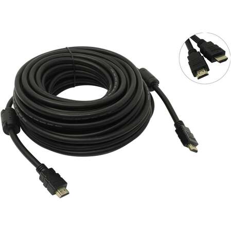 Кабель HDMI-HDMI v1.4 40м черный, зол.конт, экран