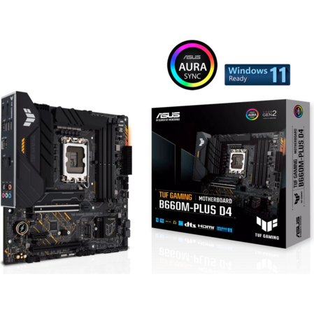 Материнская плата ASUS TUF Gaming B660M-Plus D4 B660 Socket-1700 4xDDR4, 4xSATA3, RAID, 2xM.2, 2xPCI-E16x, 5xUSB3.2, 1xUSB3.2 Type C, DP, HDMI, 2.5Glan, mATX
