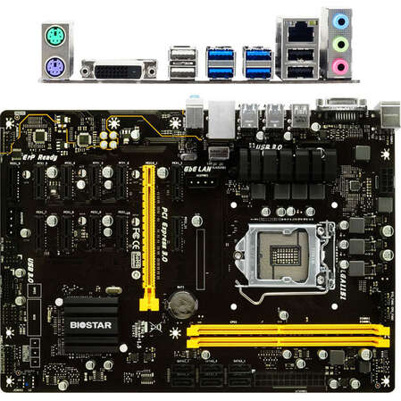 Материнская плата BIOSTAR TB250-BTC Pro B250 Socket-1151 2xDDR4, 6xSATA3, 1xPCI-E16x, 11xPCI-E1x, 2xUSB3.0, DVI, Glan, ATX