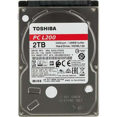 Внутренний жесткий диск 2,5" 2Tb 2.5" Toshiba L200 (HDWL120UZSVA) 128Mb 5400rpm SATA3