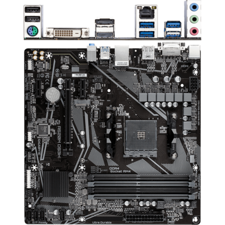 Материнская плата Gigabyte A520M DS3H Socket-AM4 AMD A520 4xDDR4, 4xSATA3, RAID, 1xM.2, 1xPCI-E 16x, 4xUSB 3.2, DVI-D, DP, HDMI, GLAN mATX Ret
