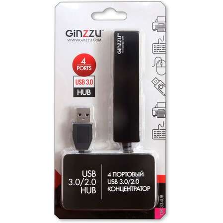 4-port USB Hub GiNZZU GR-334UB (1 x USB3.0 + 3 x USB2.0)