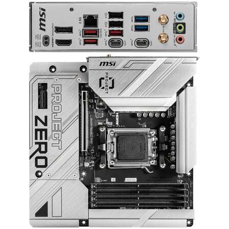 Материнская плата MSI B650M Project Zero BTF Socket-AM5 AMD B650 4xDDR5, 4xSATA3, RAID, 2xM.2, 1xPCI-E16x, 5xUSB3.2, 2xUSB3.2 Type C, DP, HDMI, WiFi, 2.5Glan, mATX Ret